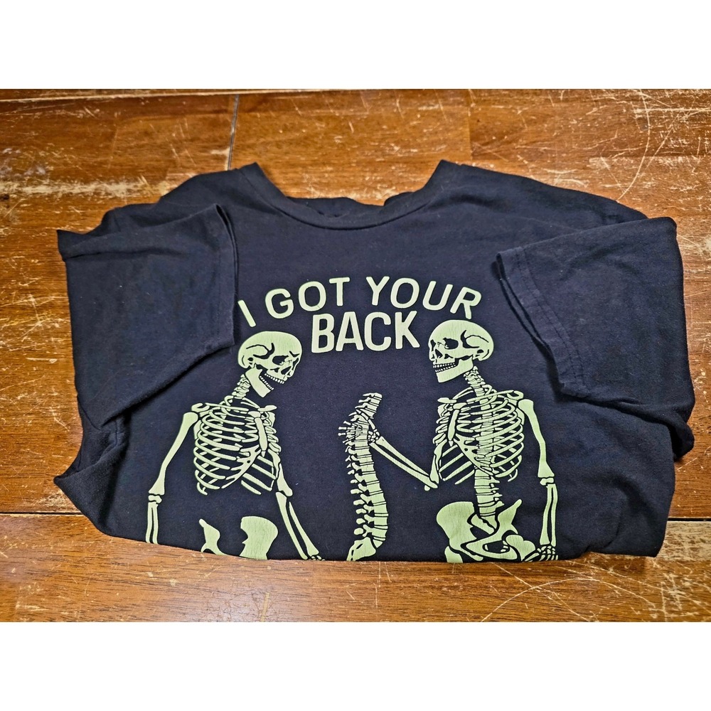 Way to Celebrate Halloween I Got Your Back Skeleton Graphic Tee Black Small